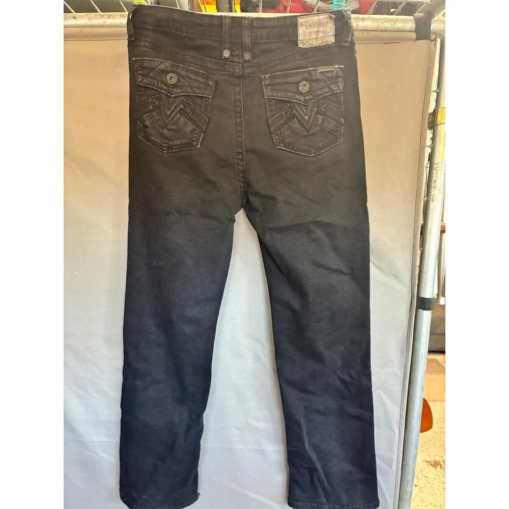 Salvage Supply Co Madness Straight Relaxed Fit Black Jeans Boys Size 16R Buckle